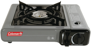 lot 521 image: Coleman Tabletop Portable Butane Gas Camping Stove, 1 Burner, Gray