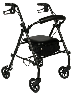 lot 523 image: Equate Rolling Walker for Seniors, Rollator with Seat and Wheels, Black, 350 lb Capacity
