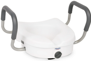 lot 524 image: Equate Raised Toilet Seat With Handles, 5 Seat Riser with Arms, Fits Most Toilets, 350 lb Capacity