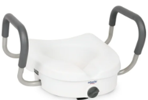 lot 534 image: Equate Raised Toilet Seat With Handles, 5 Seat Riser with Arms, Fits Most Toilets, 350 lb Capacity