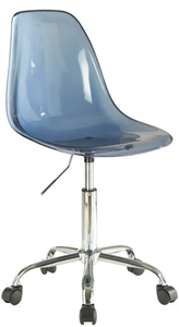 lot 537 image: Urban Shop Acrylic and Metal Rolling Office Chair, Navy with Chrome Base