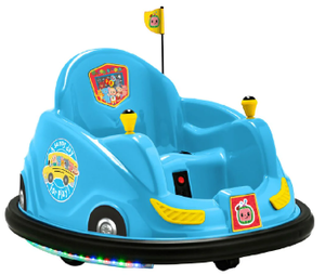 lot 607 image: CoComelon 6V Bumper Car, Battery Powered, Electric Ride on for Children by Flybar, Includes Charger