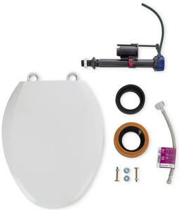 lot 696 image: Mainstays Single Flush High Efficiency 2-Piece Elongated Ceramic Toilet with Seat