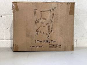 lot 606 image: Utility Cart with Wheels 3-Tier Kitchen Rolling Cart Organizer Rolling Storage Organizer with Handle