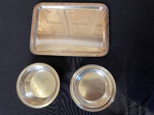 lot 313 image: R. Wallace Silver Soldered 10 Oz Platter and Bowls Set