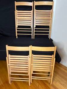 lot 103 image: Set of 4 Wooden Folding Chairs