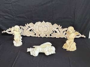 lot 120 image: Decorative Angel Figurines and Ornamental Wall Accent Set