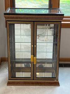 lot 134 image: Elegant Glass Display Cabinet with Brass Detailing