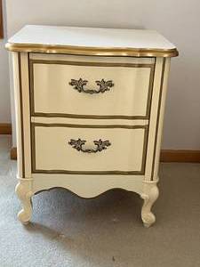 lot 150 image: Vintage French Provincial Nightstand with Gold Accents