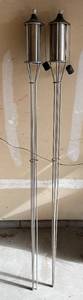 lot 13 image: Stainless Steel Outdoor Garden Torches - Set of 2