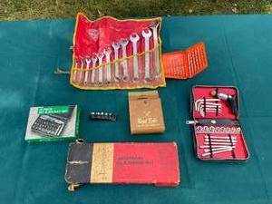 lot 26 image: Mixed Hand Tool Lot with Indestro Wrench Set and Shotgun Cleaning Kit