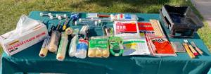 lot 87 image: Comprehensive Painting Supply Lot with Rollers and Drop Cloths