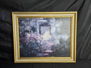 lot 242 image: Framed Floral Garden Artwork 27 x 33