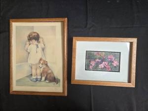 lot 253 image: Framed Vintage and Floral Art Prints Set
