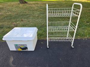lot 281 image: Office File Storage Center with Rolling Wire Rack