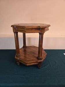 lot 335 image: Vintage Hexagonal Side Table with Glass Inlay