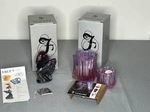 lot 491 image: Fenton Art Glass Collection with Butterfly and Candle Holders