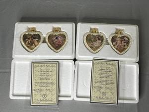 lot 500 image: Limited Edition Cherub Heart-Shaped Ornaments Set with Certificates