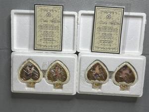 lot 501 image: Set of Heart-Shaped Porcelain Ornaments with Angelic Imagery