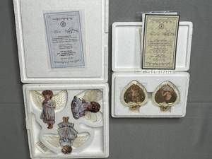 lot 502 image: Heart-Shaped Angel Ornaments & Guardian Angel Figurines Set