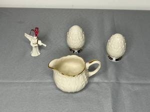 lot 508 image: Lenox Creamer & Salt and Pepper Shaker Set with Mikasa Angel Ornament