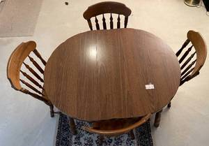 lot 351 image: Vintage Wooden Dining Table with 4 Chairs