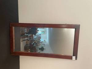 lot 481 image: Rectangular Wooden Framed Mirror 40x20