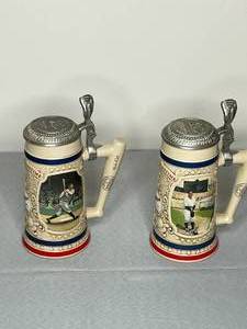lot 363 image: Legends of Baseball Collectible Beer Steins - Babe Ruth and Lou Gehrig Set
