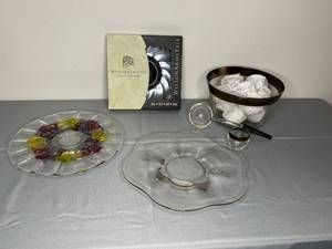 lot 390 image: Wilton Armetale and Assorted Decorative Glassware Inc Punch Bowl Set