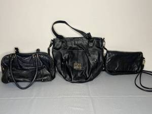 lot 469 image: Lot of 3 Black Leather Handbags - Talbots, LGNY, Unknown