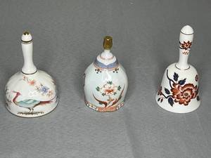lot 478 image: Lot of 3 Decorative Porcelain Bells - Staffordshire, Sango, and Minton