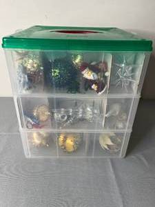 lot 527 image: Collection of Assorted Christmas Tree Ornaments in Storage Box