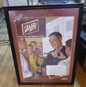 lot 14 image: 1951 Schlitz Beer Framed Poster