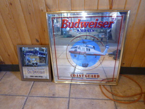 lot 43 image: Budweiser and Wimbledon Pub Framed Mirrored Signs