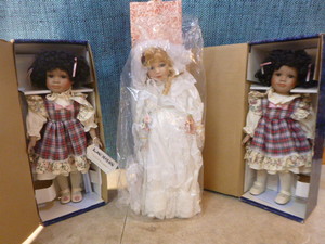 lot 109 image: 3 Porcelain Dolls