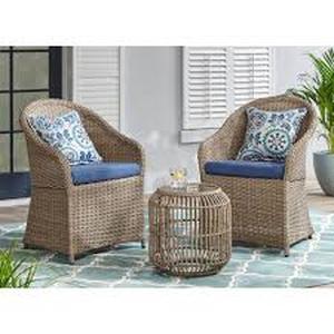 Stylewell 3-Piece Bistro Set Tan  Finish with Sky Cushions  Customer Returns See Pictures