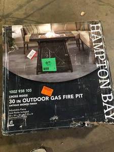 Hampton Bay Crossridge 30 in. 50,000 BTU Antique Bronze Gas Fire Pit Table   Customer Returns See Pictures