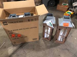 Lot of Hampton Bay 21 in. Wood and Metal Outdoor Patio Lantern   Customer Returns See Pictures