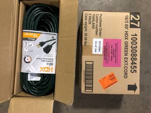 Lot of HDX 60 ft. 163 Extension Cord, Green   Customer Returns See Pictures