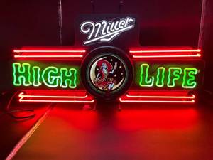 lot 105 image: Miller High Life Girl in the Moon Neon Sign