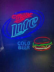 lot 37 image: Miller Lite Burger Cold Beer Neon