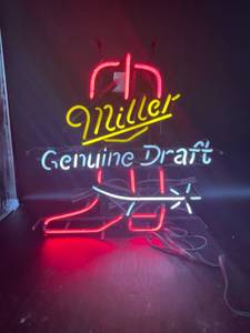lot 54 image: Miller Genuine Draft Boot Neon Sign