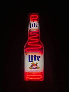 lot 68 image: Miller Lite Oversize Motion Bottle Neon Sign