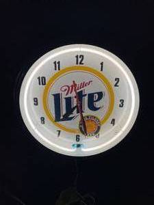 lot 85 image: Miller Lite Clock Neon Sign