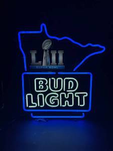 lot 121 image: Minnesota Shaped Super Bowl LII (52) Bud Light Neon Sign