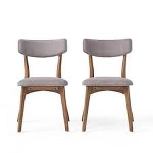 Emmeline Dark GreyWalnut Finish Fabric Dining Chair (Set of 2) by Noble House  Customer Returns See Pictures
