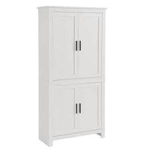 White Freestanding Kitchen Cabinet Pantry with 3-Adjustable Shelves Customer Returns See Pictures