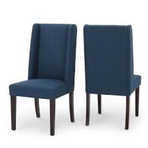 Noble House Braelynn Navy Blue Fabric Wing Back Dining Chair (Set of 2)  Customer Returns See Pictures