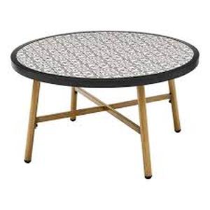 Hampton Bay Mix and Match Round Metal Outdoor Coffee Table with Ceramic Tile Top  Customer Returns See Pictures