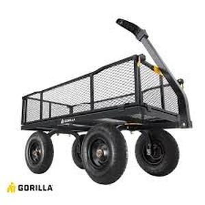 GORILLA CARTS 1,200 lb. Heavy-Duty Steel Utility Garden Cart, 6 cu. ft. Capacity, 13 in. Pneumatic Wheels, 2-in-1 Pull or Tow Handle  Customer Returns See Pictures